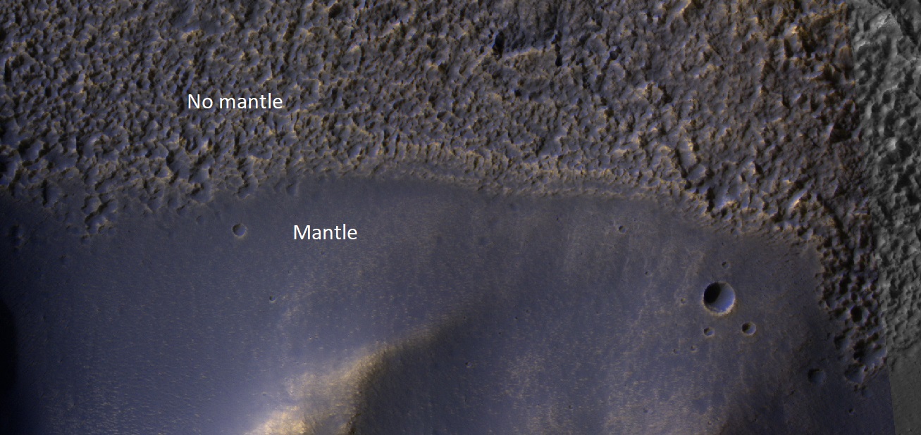 Mantle Mantle covers the surface irregularities on Mars