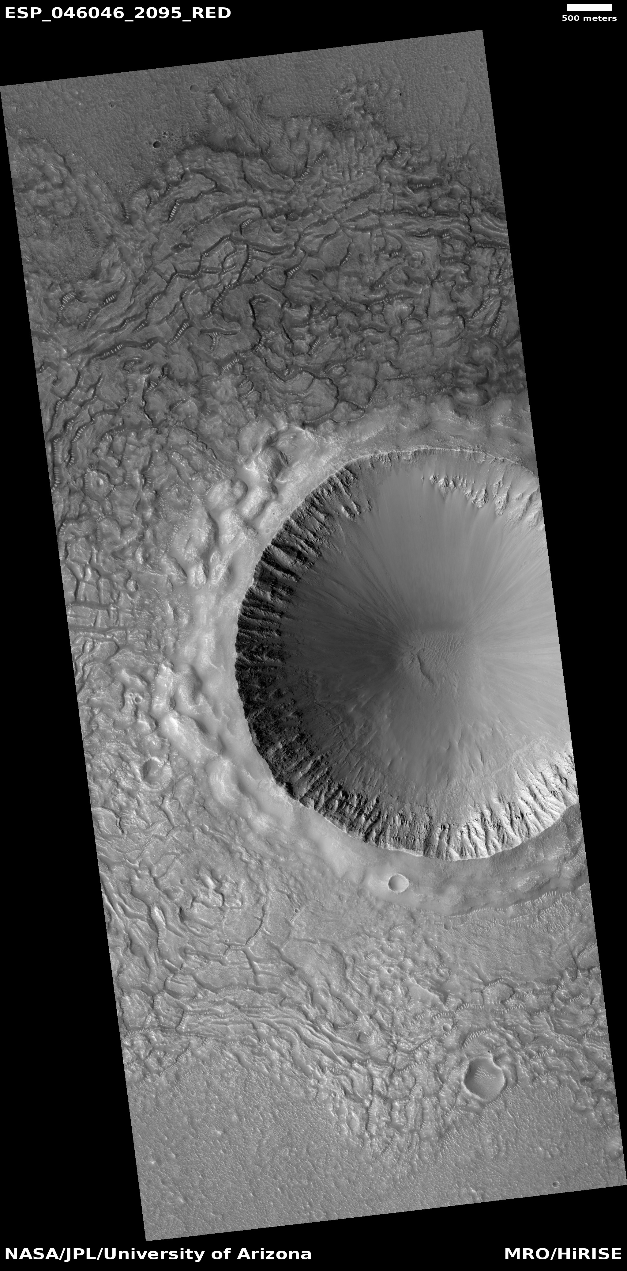 This is a fairly young crater as it still shows ejecta, layers, and a rim.