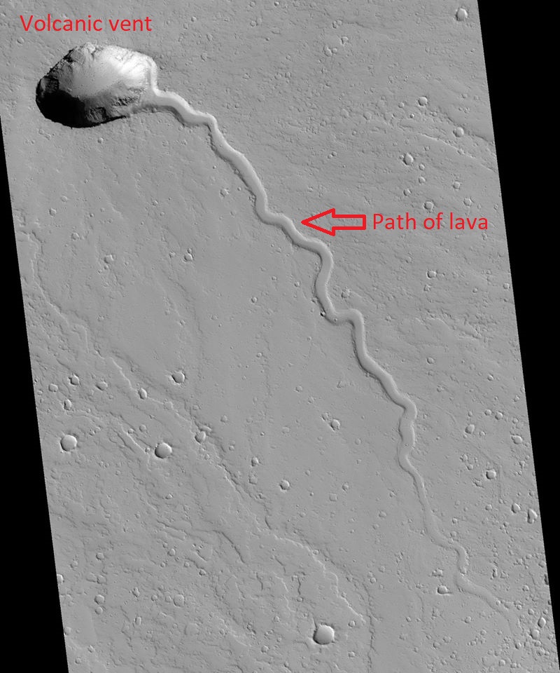 Volcanic vent with lava channel