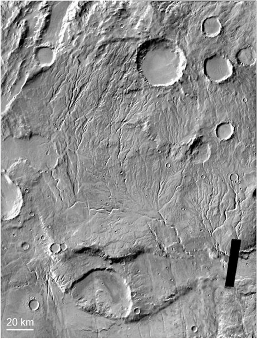 Warrego Valles system as seen by the Thermal Emission Imaging System on the Mars Odyssey spacecraft