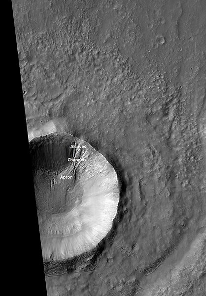 Labeled gully, as seen by HiRISE under HiWish program