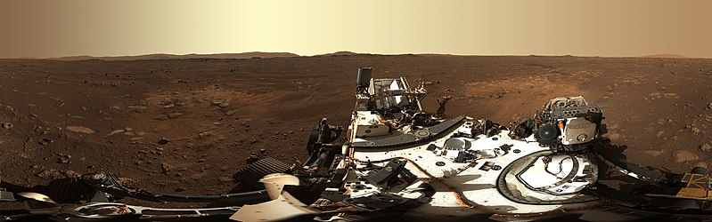 This is the first 360-degree panorama taken by Mastcam-Z, a zoomable pair of cameras aboard NASA’s Perseverance Mars rover