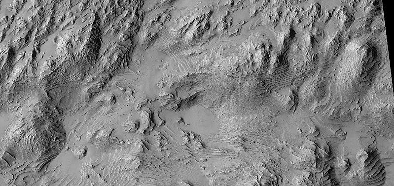 Wide view of layers in Danielson Crater Picture was taken by HiRISE under HiWish program.