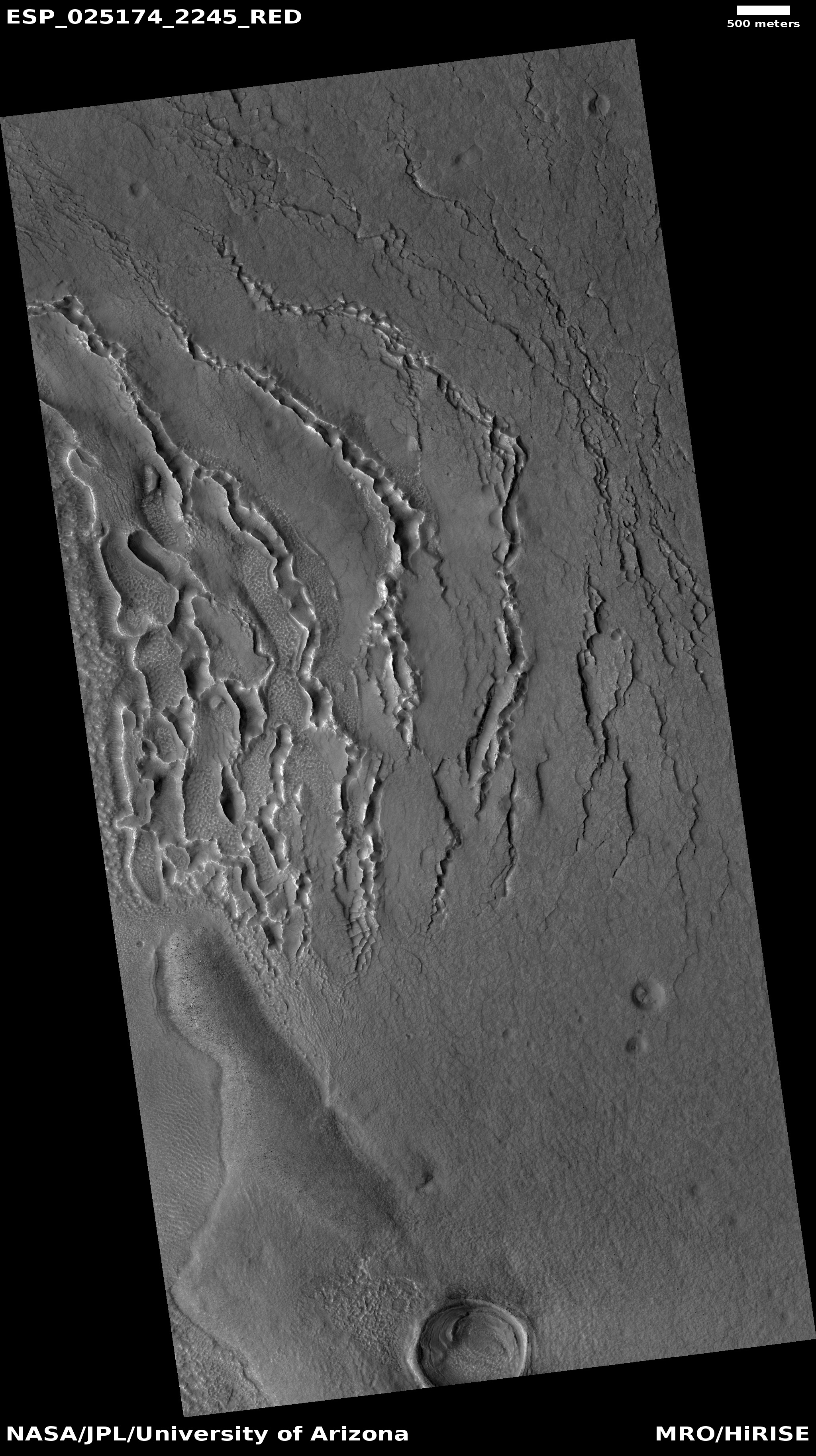 Wide view of ribbed terrain.